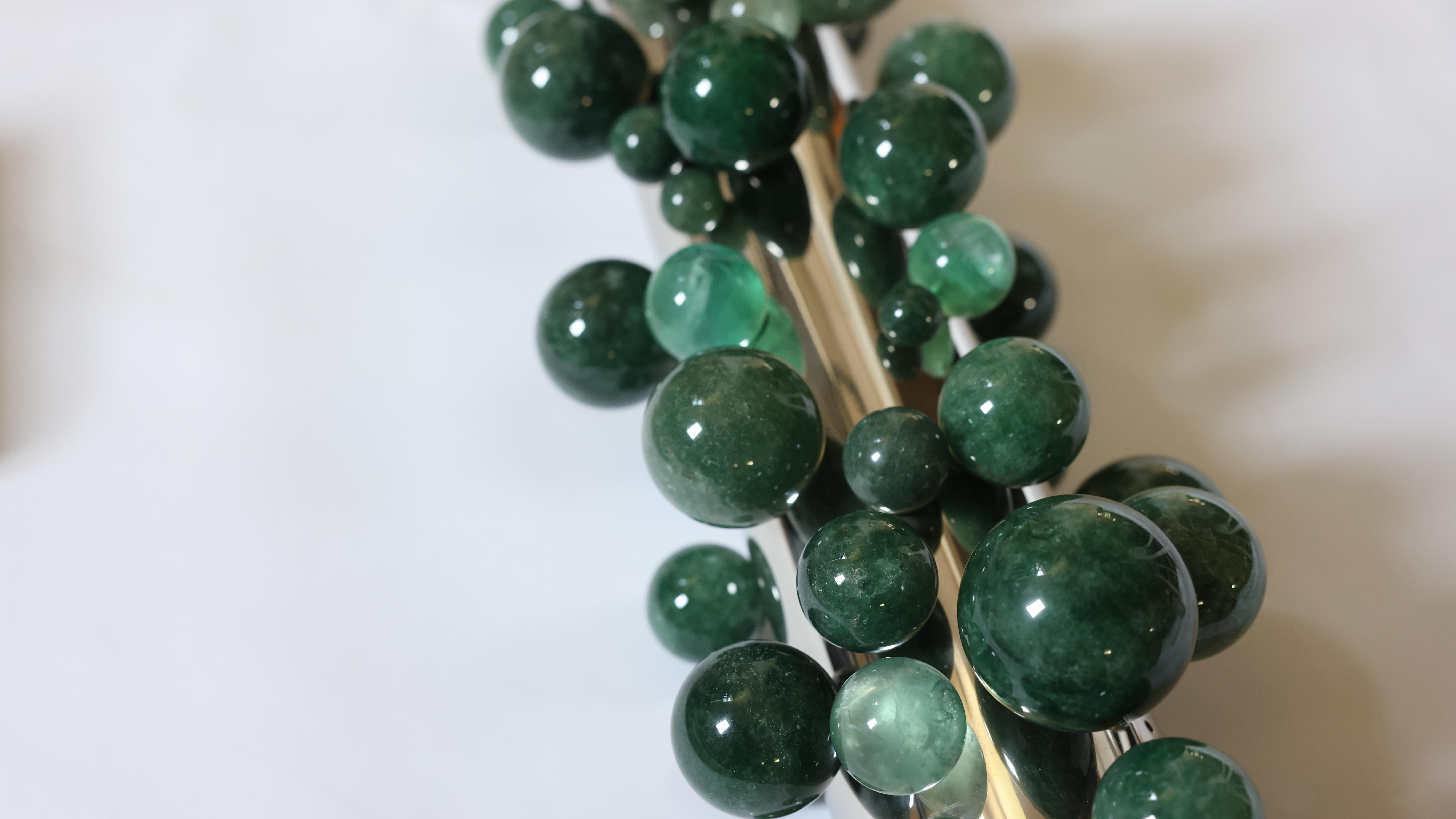 XXIe siècle et contemporain Appliques à bulles en cristal de roche vertes par Phoenix en vente