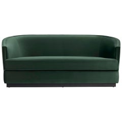 Green Romana 2-Seat Sofa with Painted Wooden Plinth