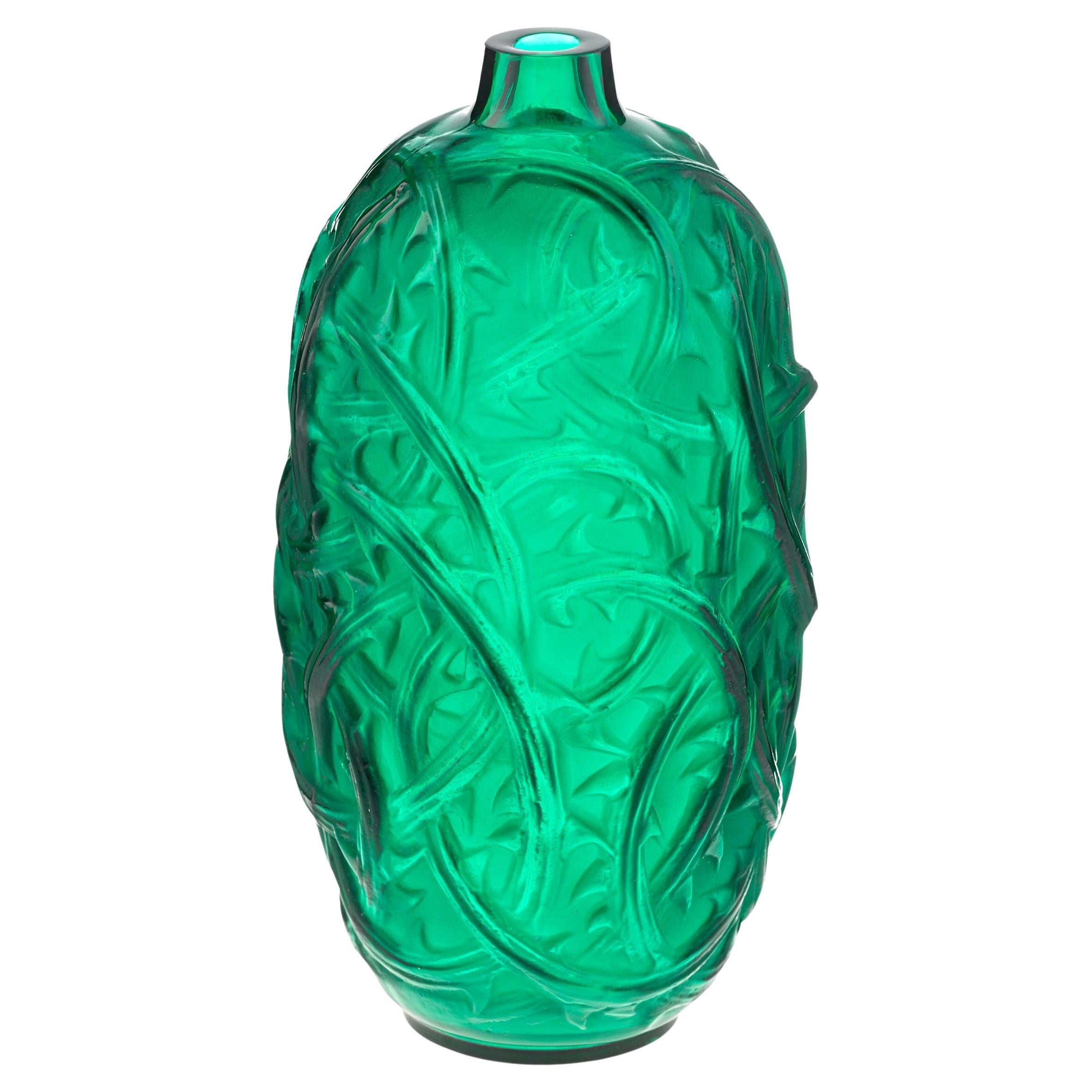 Grüne Ronces Vase von René Lalique im Angebot