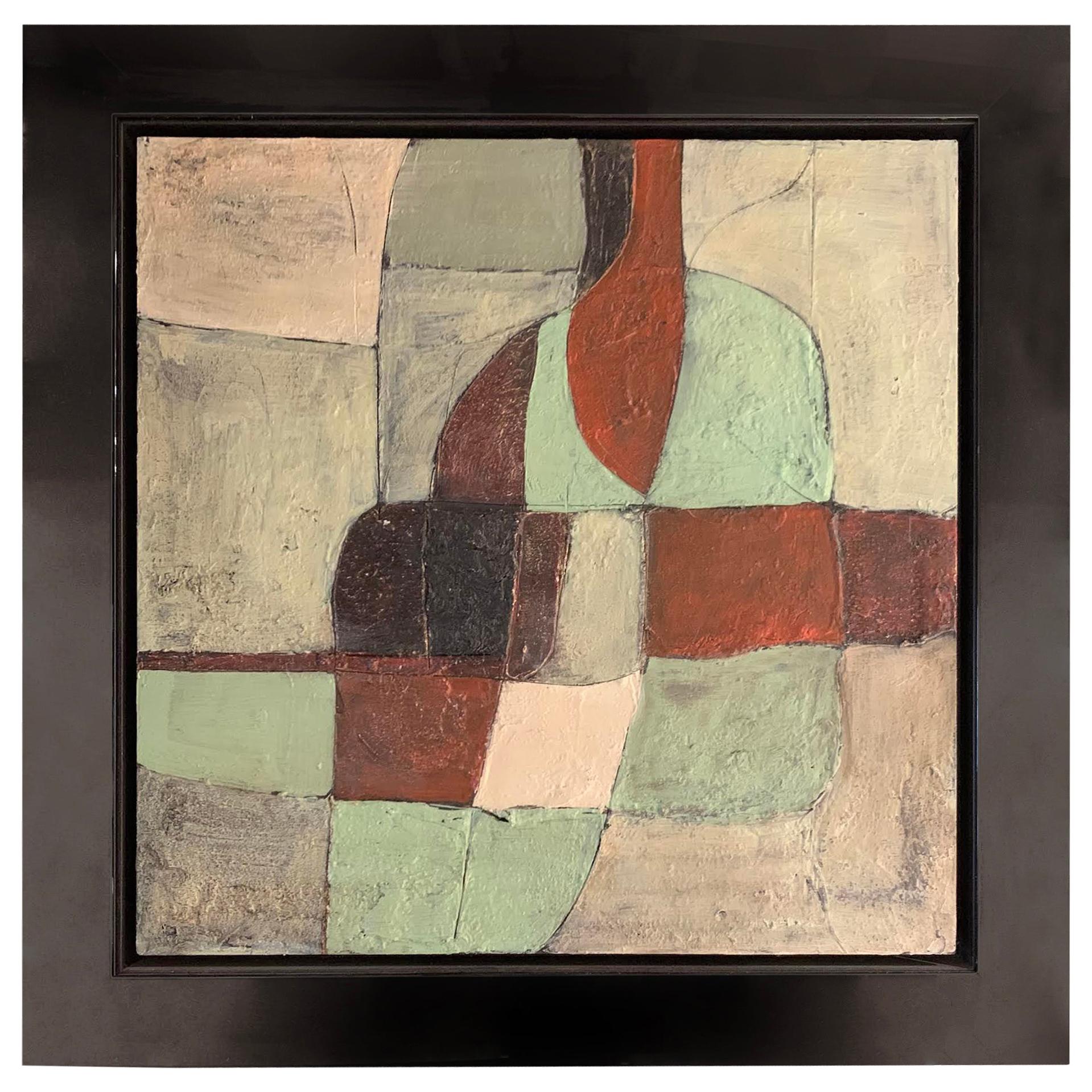 Green, Rust, Black Painting by Artist Santiago Castillo, Spain, Contemporary For Sale