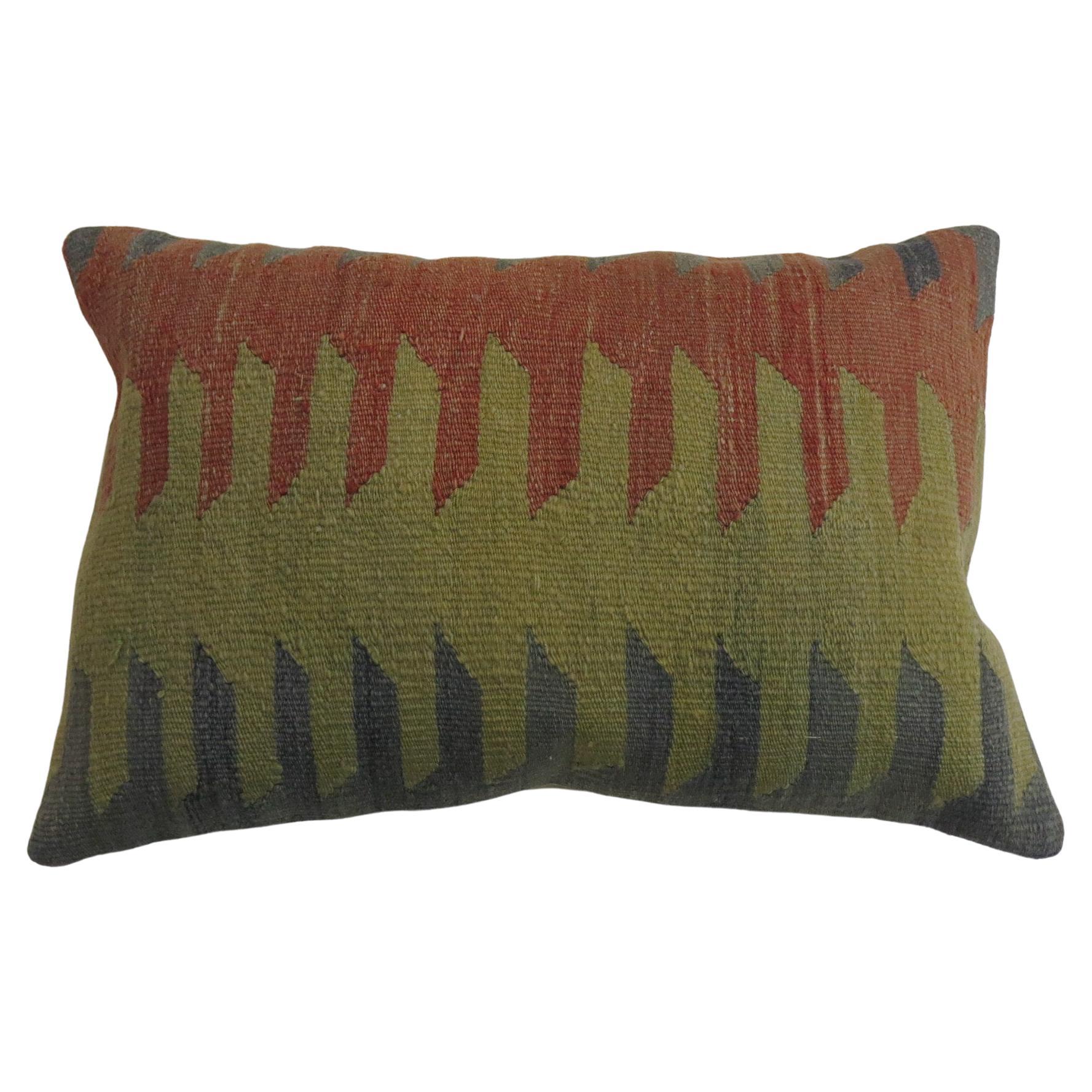 Pillow made from a vintage Turkish Kilim with cotton back. Zipper closure and foam insert provided.
Measures: 16