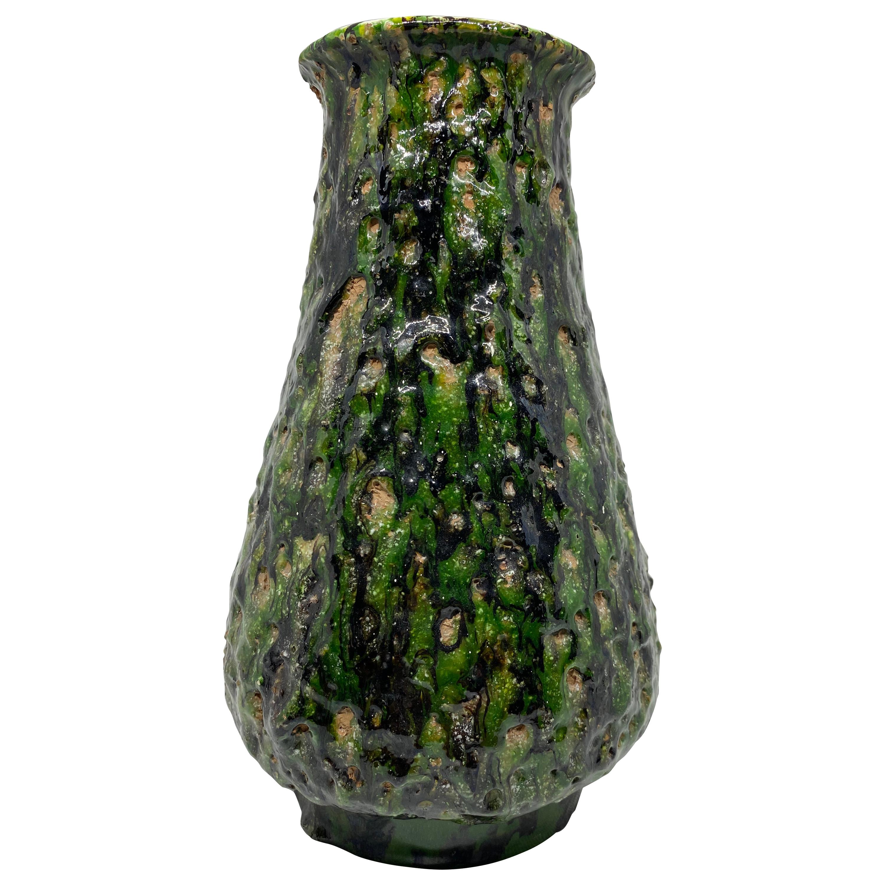 Green Salt Glazed Studio Pottery Vase, American, 1960s