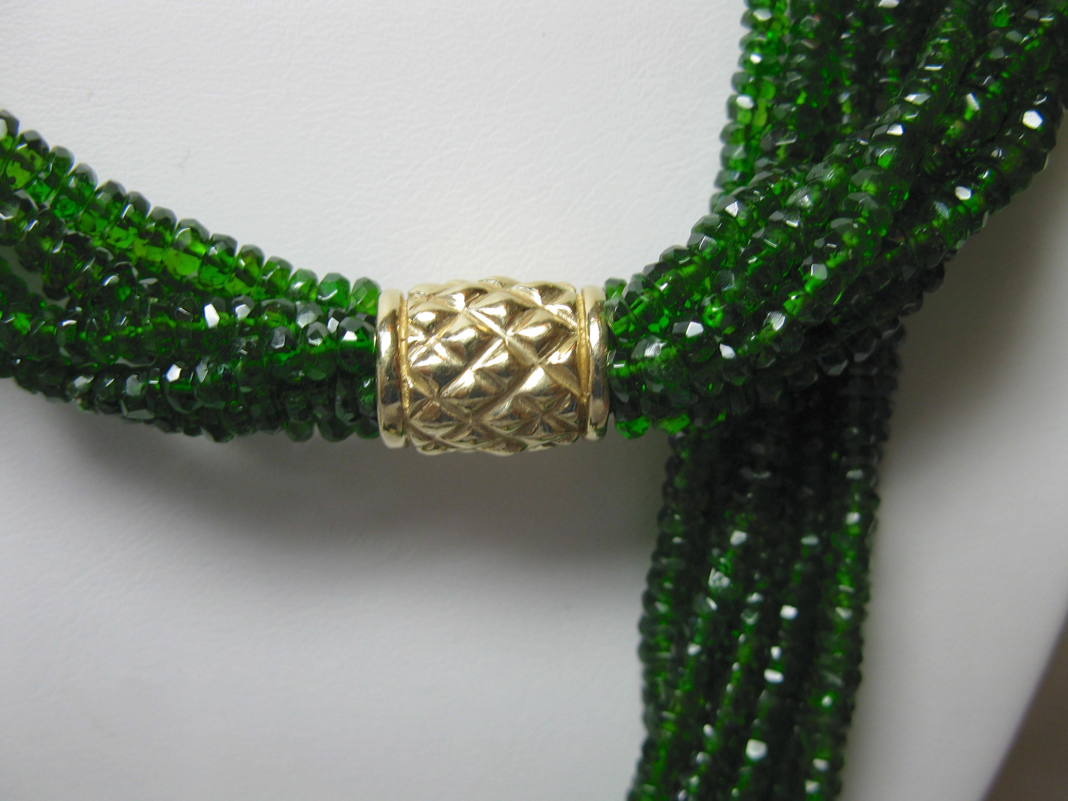 Green Sapphire 14 Karat Gold Tassel Necklace 44 Inches Long Lariat 3