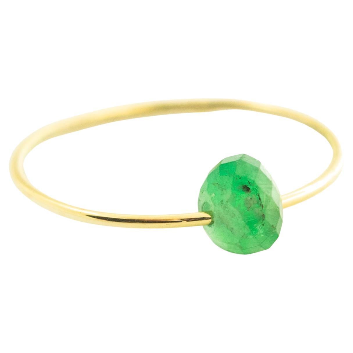Green Sapphire 18 Karat Yellow Gold Planet Boho Chic Band Ring Intini Jewels For Sale