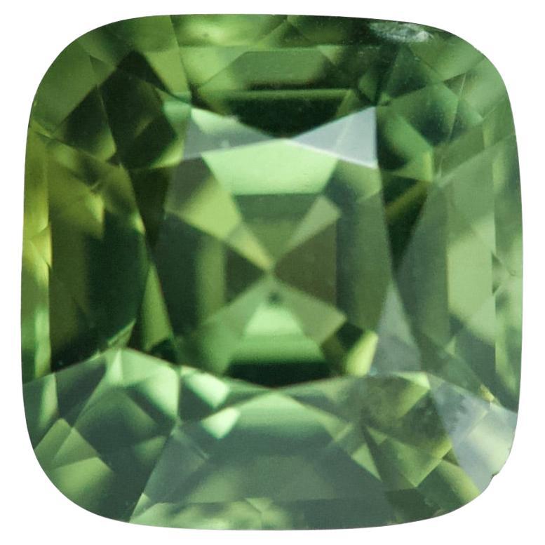 Green Sapphire 2.54 Ct Cushion Natural Heated, loose Gemstone For Sale