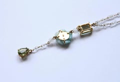 Green Sapphire Amazzonite Adularia Gold West Bengal Necklace