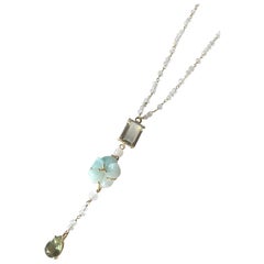 Collana in oro del Bengala Occidentale con zaffiro verde Amazzonite Adularia