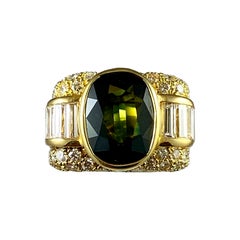 Hammerman Brothers Green Sapphire and Diamond Cocktail Ring