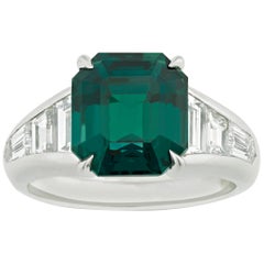 Green Sapphire and Diamond Ring, 6.25 Carat