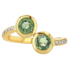 Green Sapphire and Diamond Ring