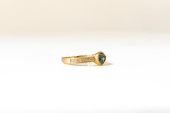 Green Sapphire Bezel Ring with Diamonds in 18K Yellow Gold