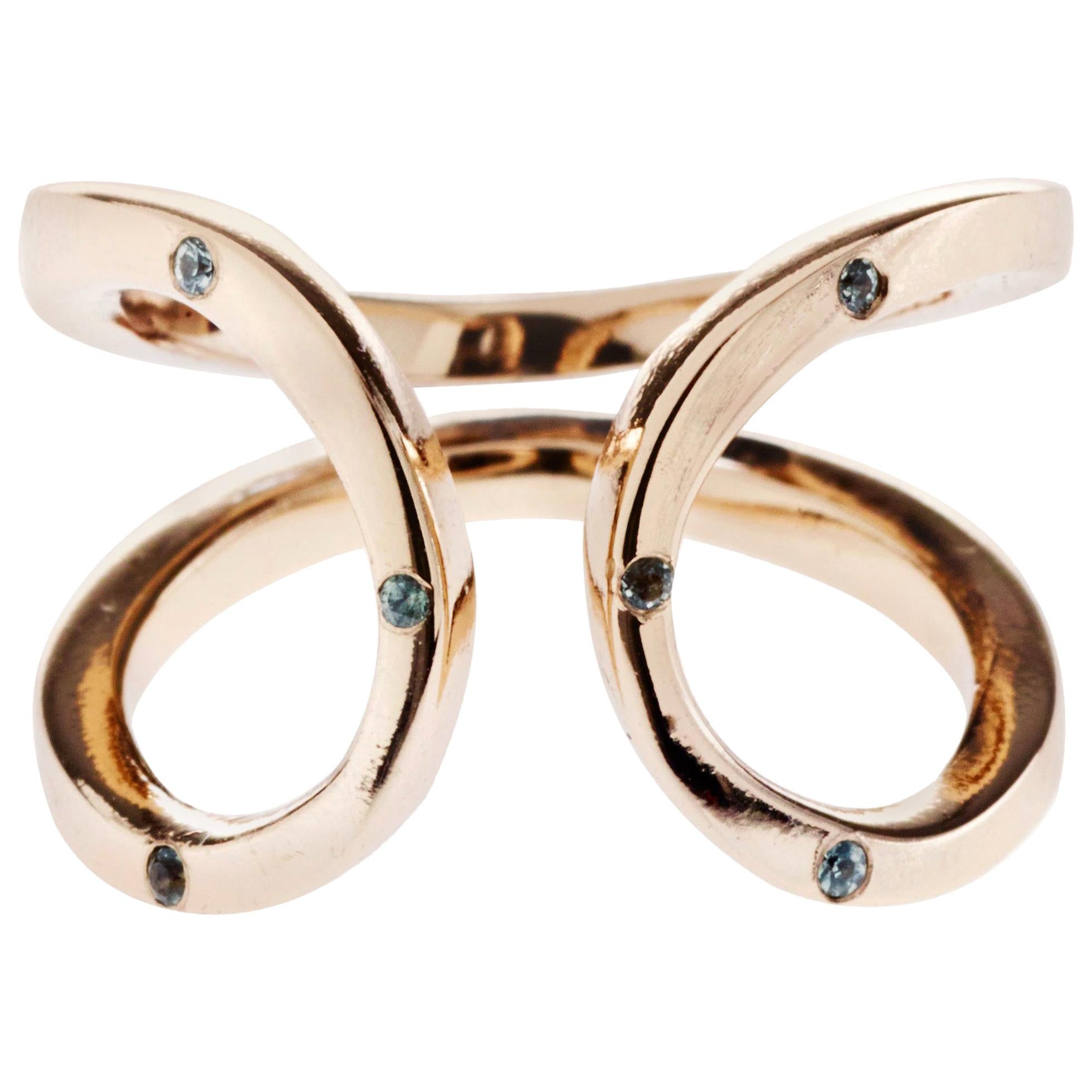 Sapphire Cocktail Ring Bronze Onesie J Dauphin For Sale