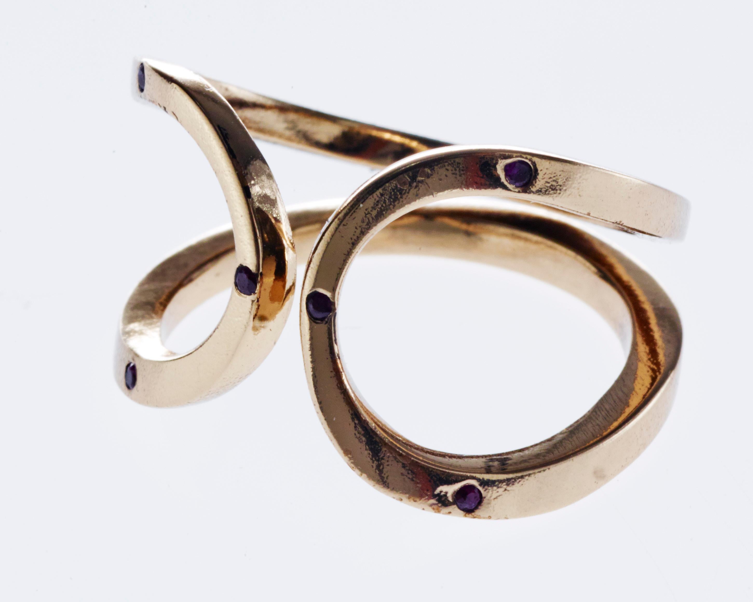 Brilliant Cut Green Sapphire Love Ring Open Adjustable Bronze Infinity J Dauphin