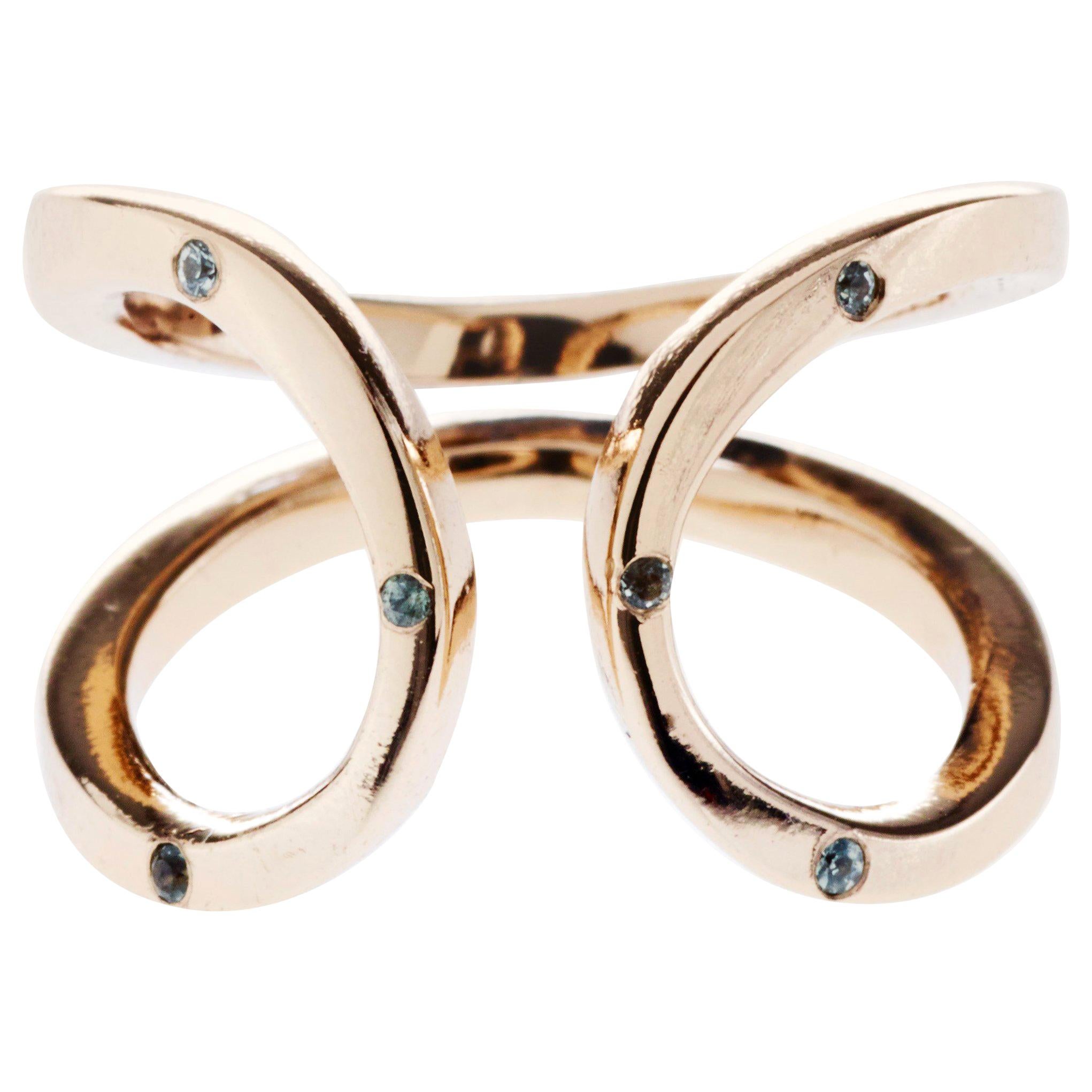 Green Sapphire Love Ring Open Adjustable Bronze Infinity J Dauphin For Sale