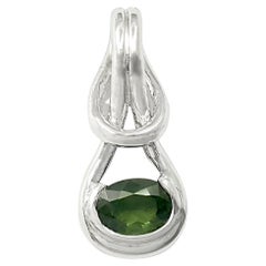 Green Sapphire Pendant set in 18K White Gold Settings