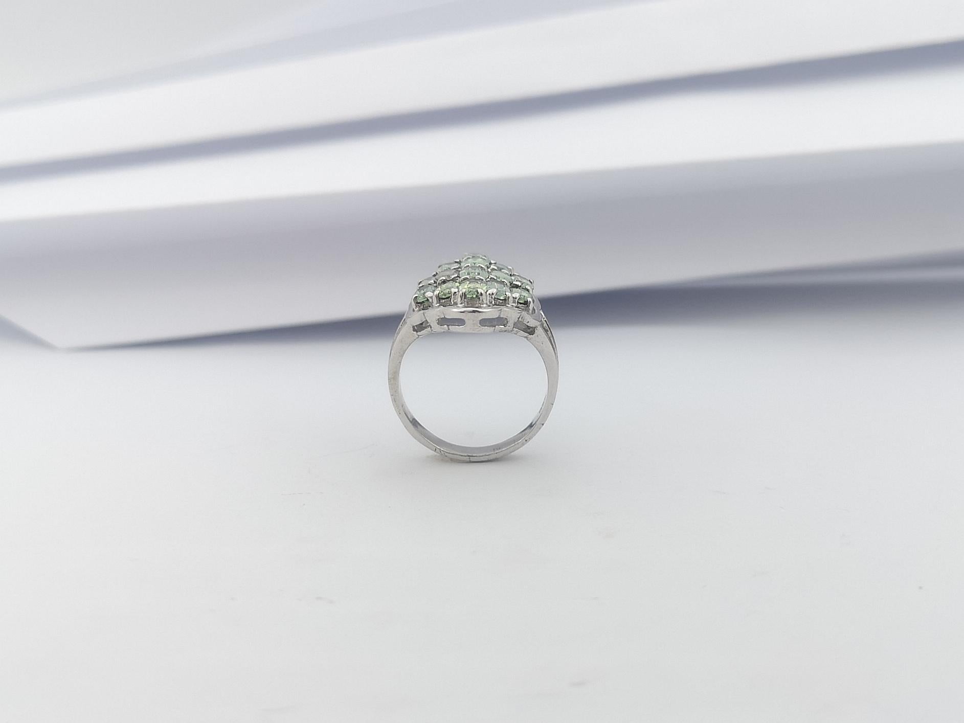 Green Sapphire Ring set in Silver Settings For Sale 8