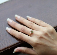 Green Sapphire Ring, Womens Sapphire Ring, Diamond Engagement Ring in Rose Gold