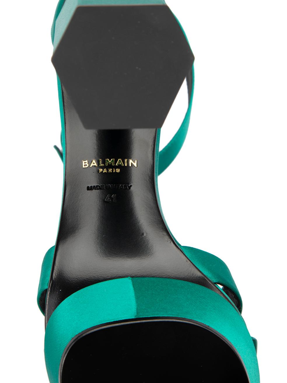 Green Satin Ava Platform Sandals Size IT 39.5 For Sale 3