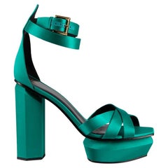 Green Satin Ava Platform Sandals Size IT 39.5