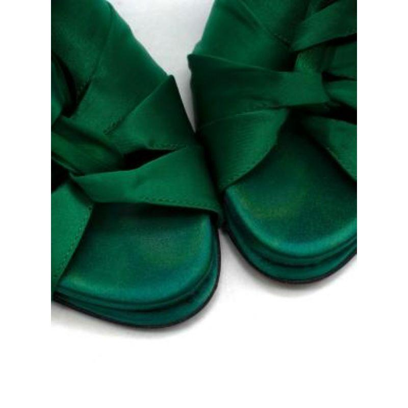 Green Satin Caged lace-Up Sandals For Sale 5