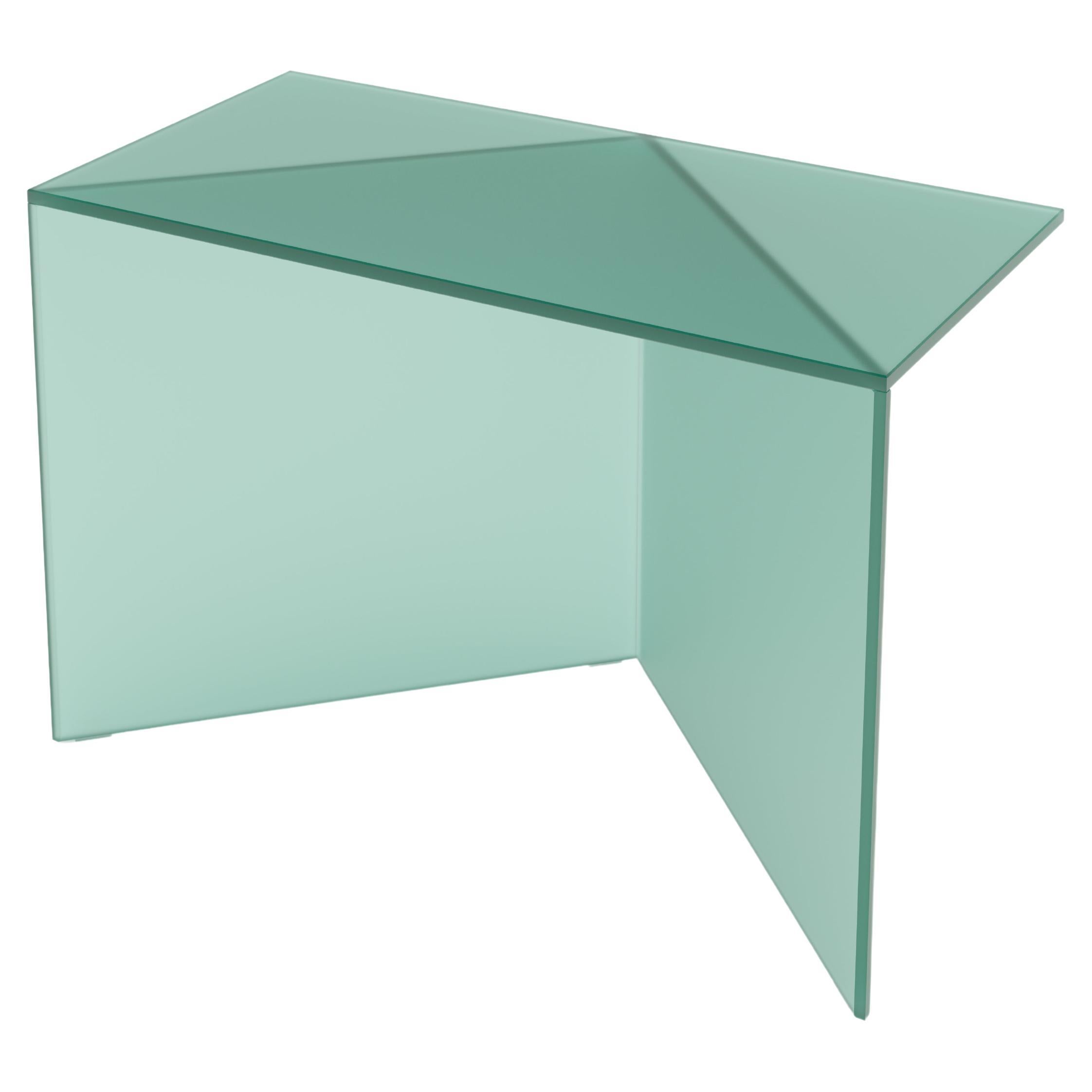 Green Satin Glass Poly Square Coffe Table by Sebastian Scherer For Sale