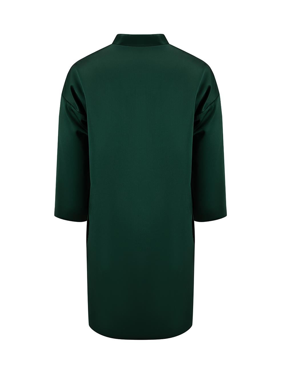 Green Satin V-Neck Mini Dress Size M In Good Condition For Sale In London, GB