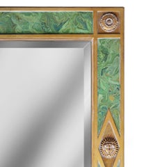 Green scagliola Mirror gold leaf bas relief