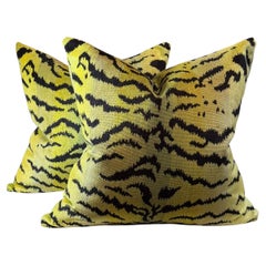Green Scalamandré Tiger Pillows