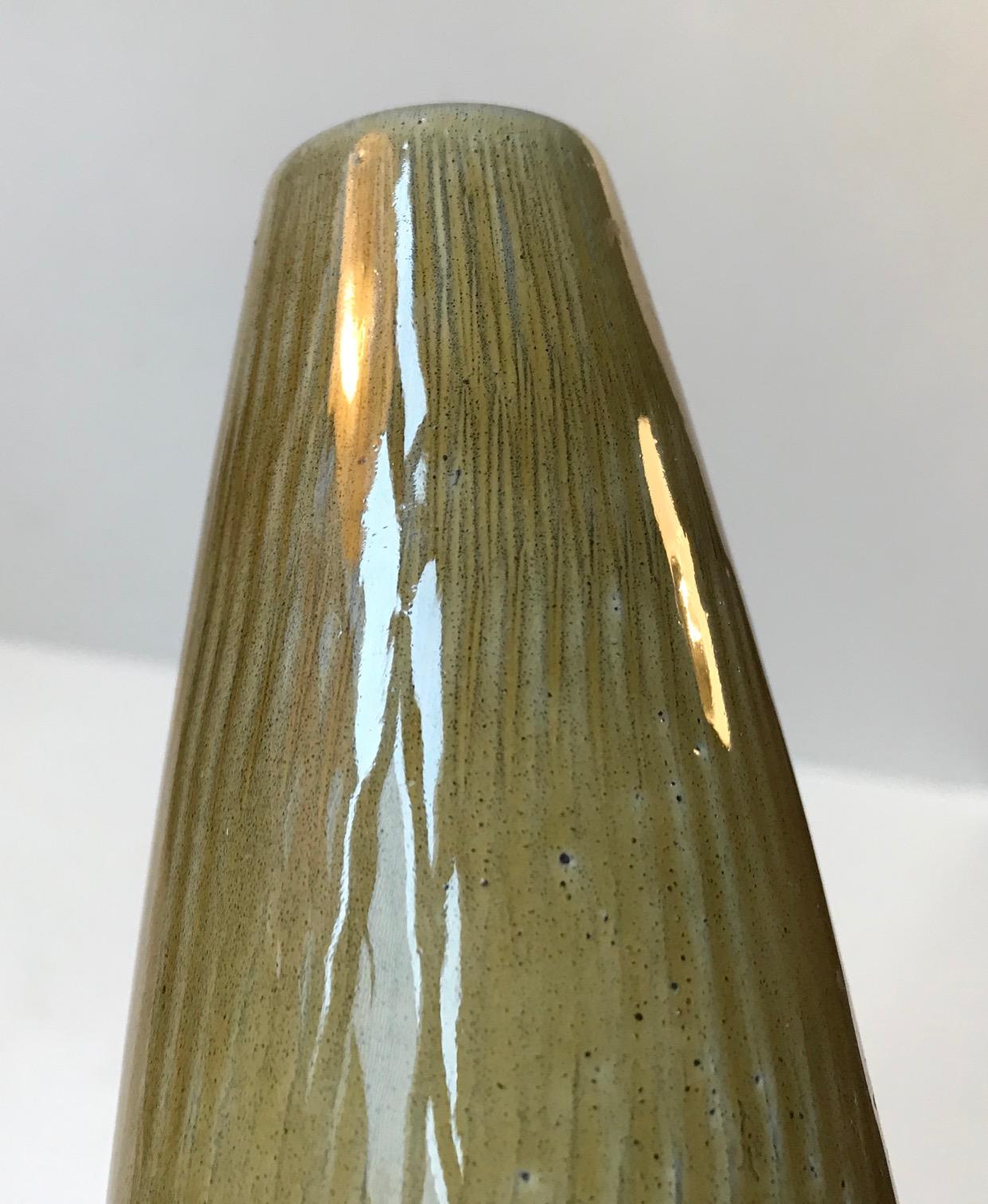 Scandinavian Modern Gunnar Nylund Green Glazed Scandinavian Stoneware Vase, 1960s For Sale