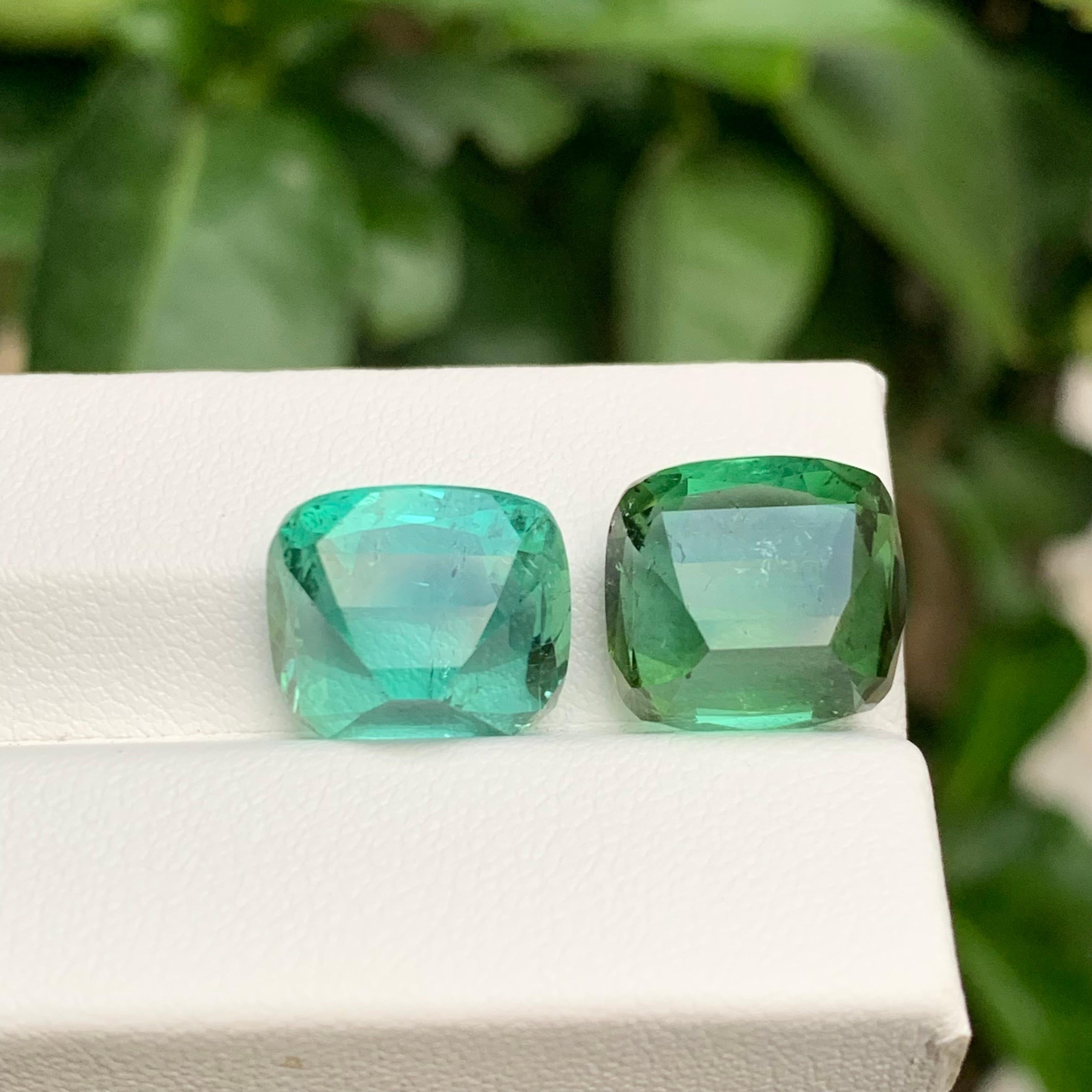 Women's or Men's Green & Seafoam Green Natural Tourmaline Gemstones 19.10 Ct Cushion Cut Jewelry For Sale