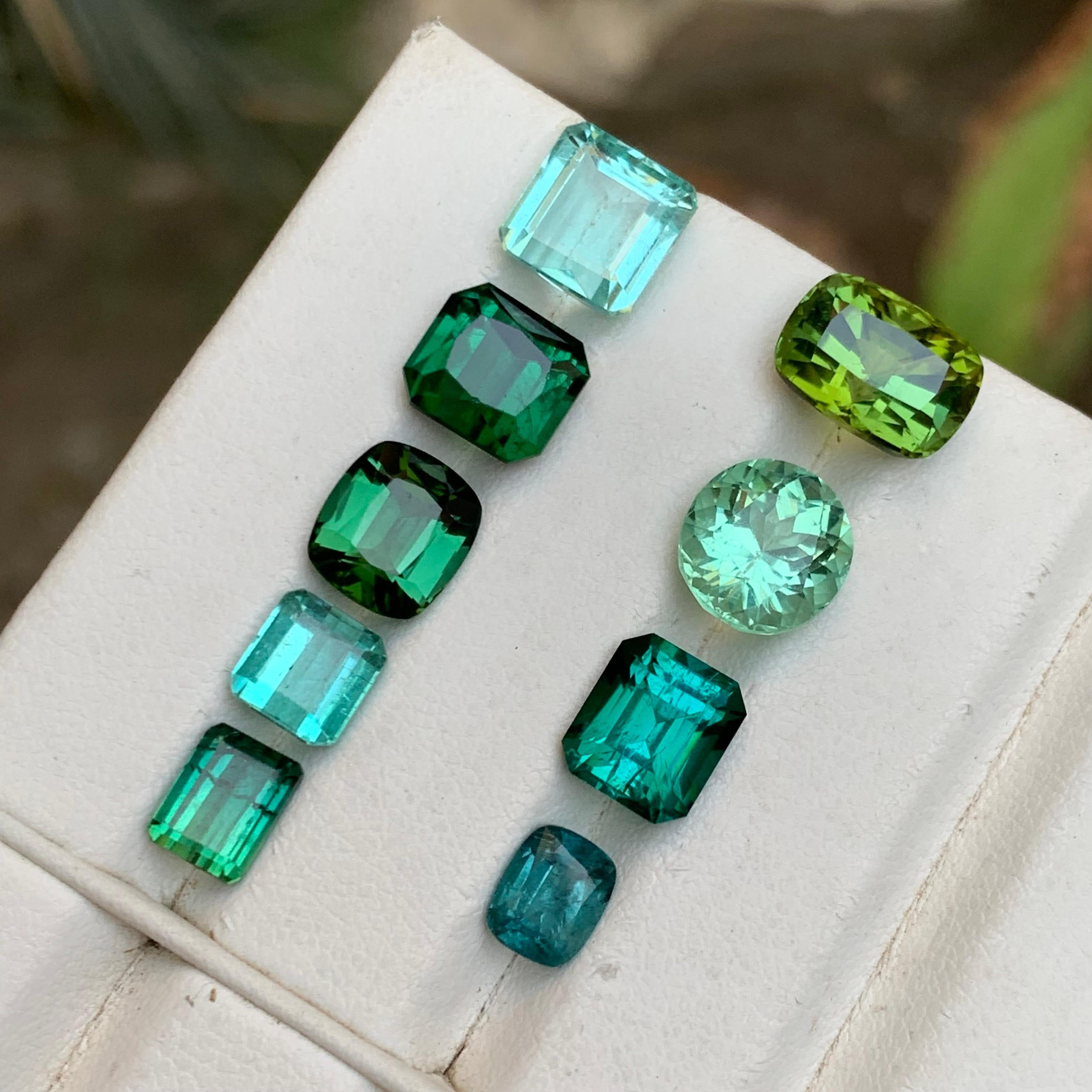 Grün, Seafoam Mix Turmalin 20.82 Ct Natürliche Lose Edelsteine Lot für Schmuck (Gemischter Schliff) im Angebot