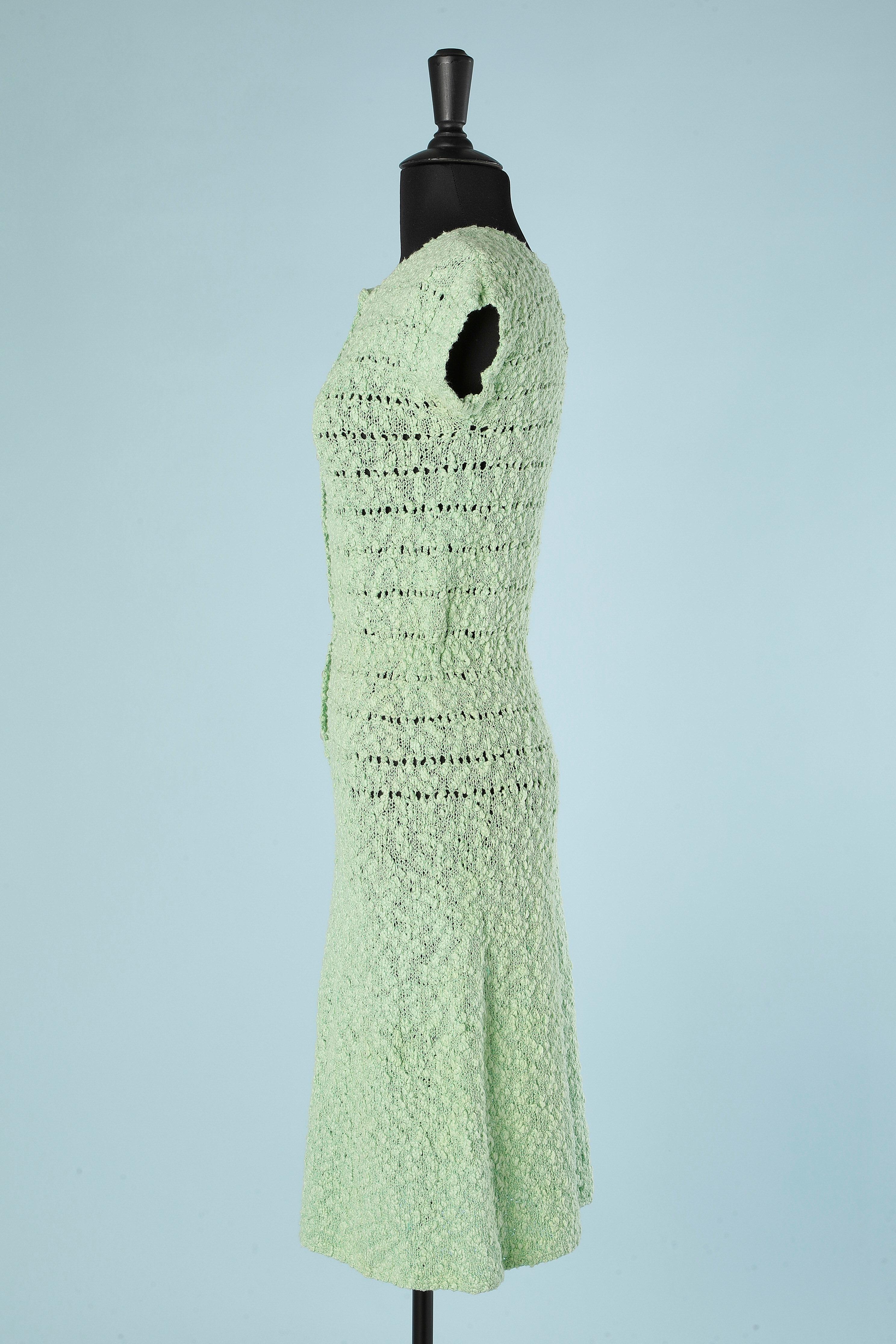 Green see-throught knit dress Circa 1930 In Excellent Condition For Sale In Saint-Ouen-Sur-Seine, FR