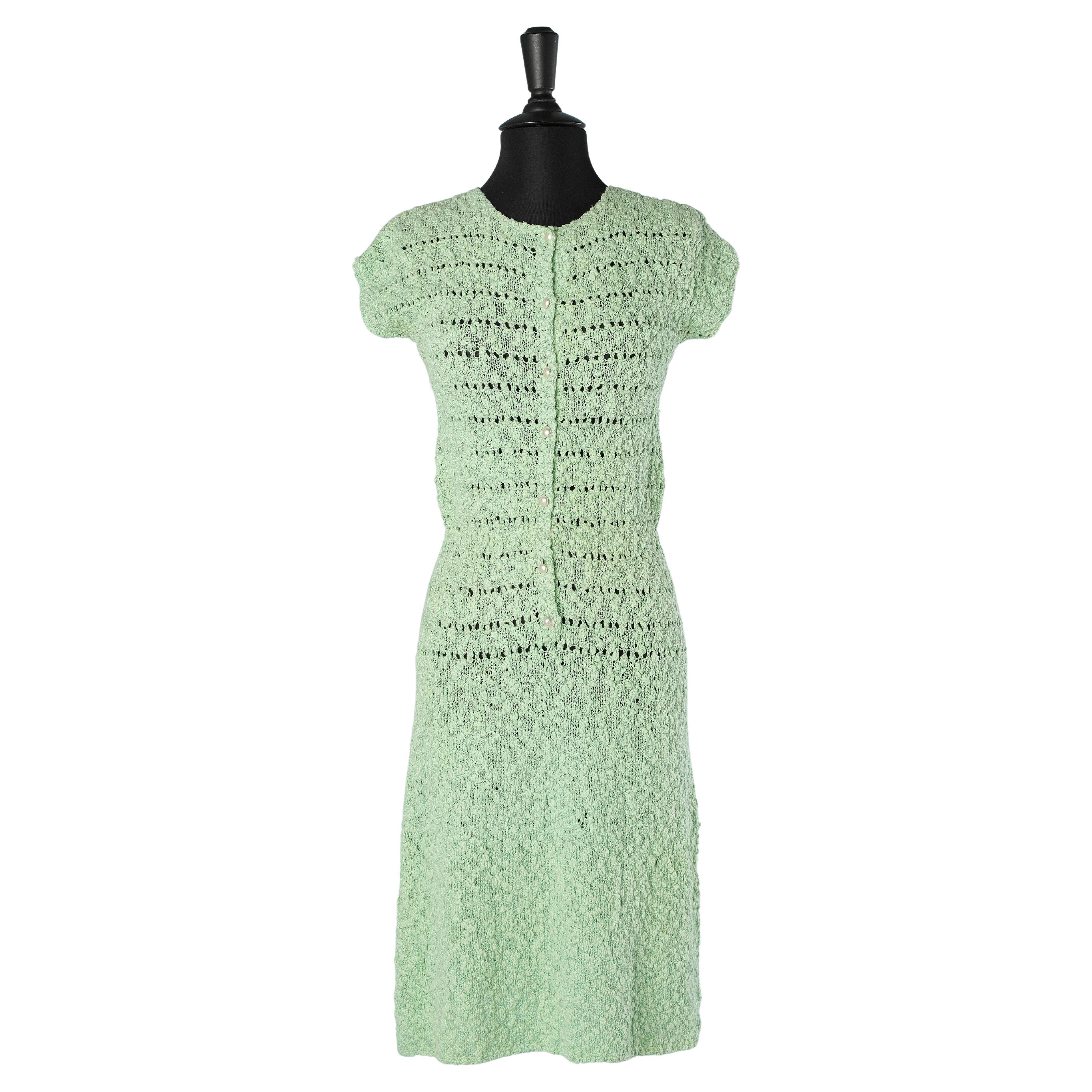 Green see-throught knit dress Circa 1930 For Sale
