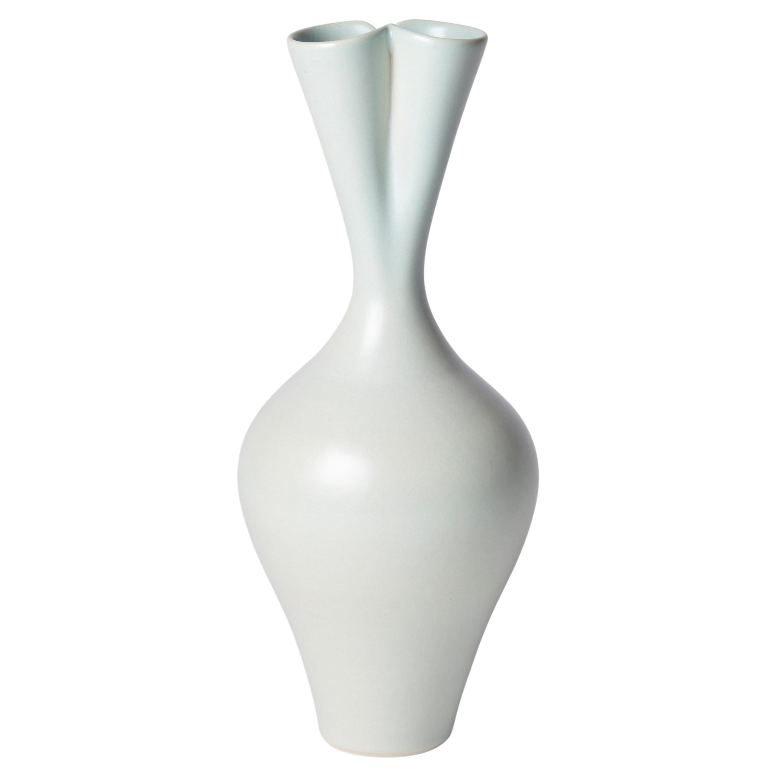 Green Seed Pod, Unique Celadon Hand Thrown Porcelain Vase by Vivienne Foley For Sale