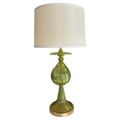 Vintage Absinthe Green Seguso Glass Murano Table Lamp