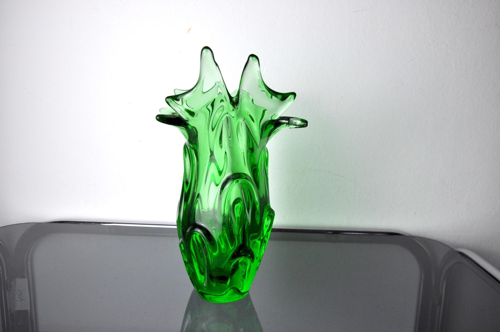 Italian Green Seguso Vase in Murano Glass, Italy, 1960 For Sale