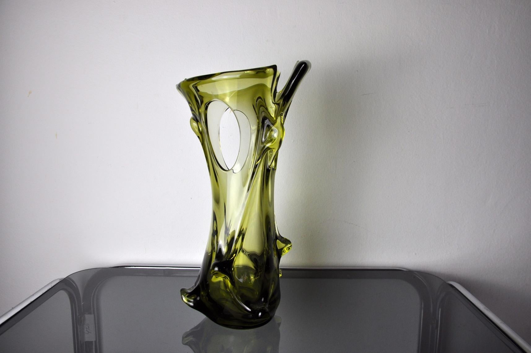 Grüne Seguso-Vase aus Muranoglas, Italien, 1960 (Italienisch) im Angebot