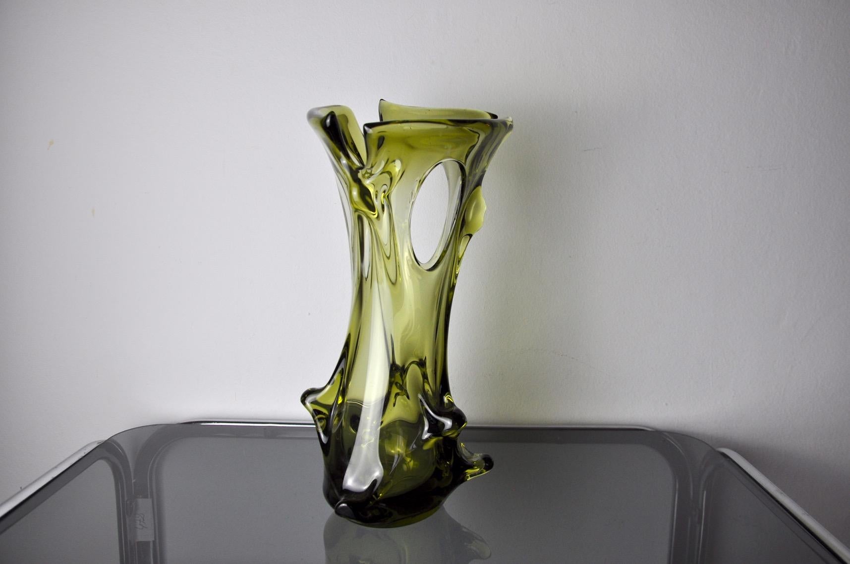 Grüne Seguso-Vase aus Muranoglas, Italien, 1960 im Zustand „Gut“ im Angebot in BARCELONA, ES