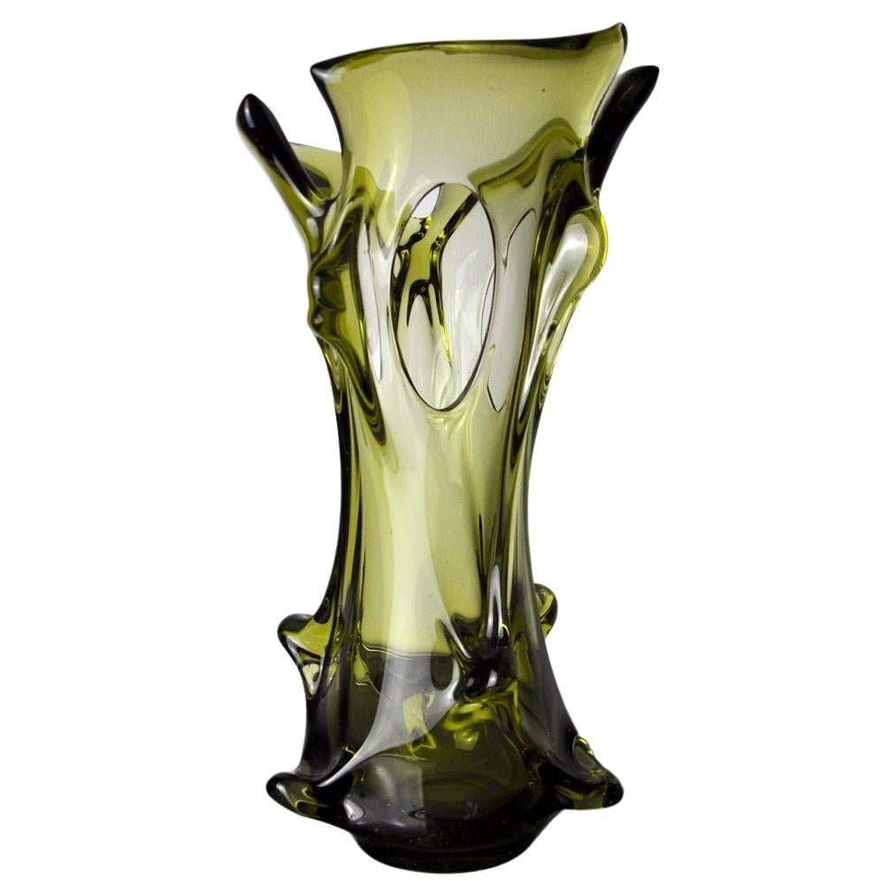 Grüne Seguso-Vase aus Muranoglas, Italien, 1960