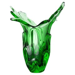 Vaso Seguso verde in vetro di Murano, Italia, 1960