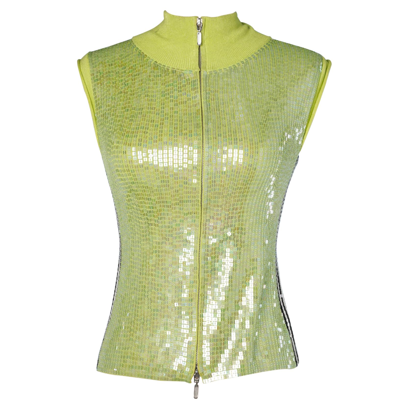 Green sequins sporty vest Who's Who 