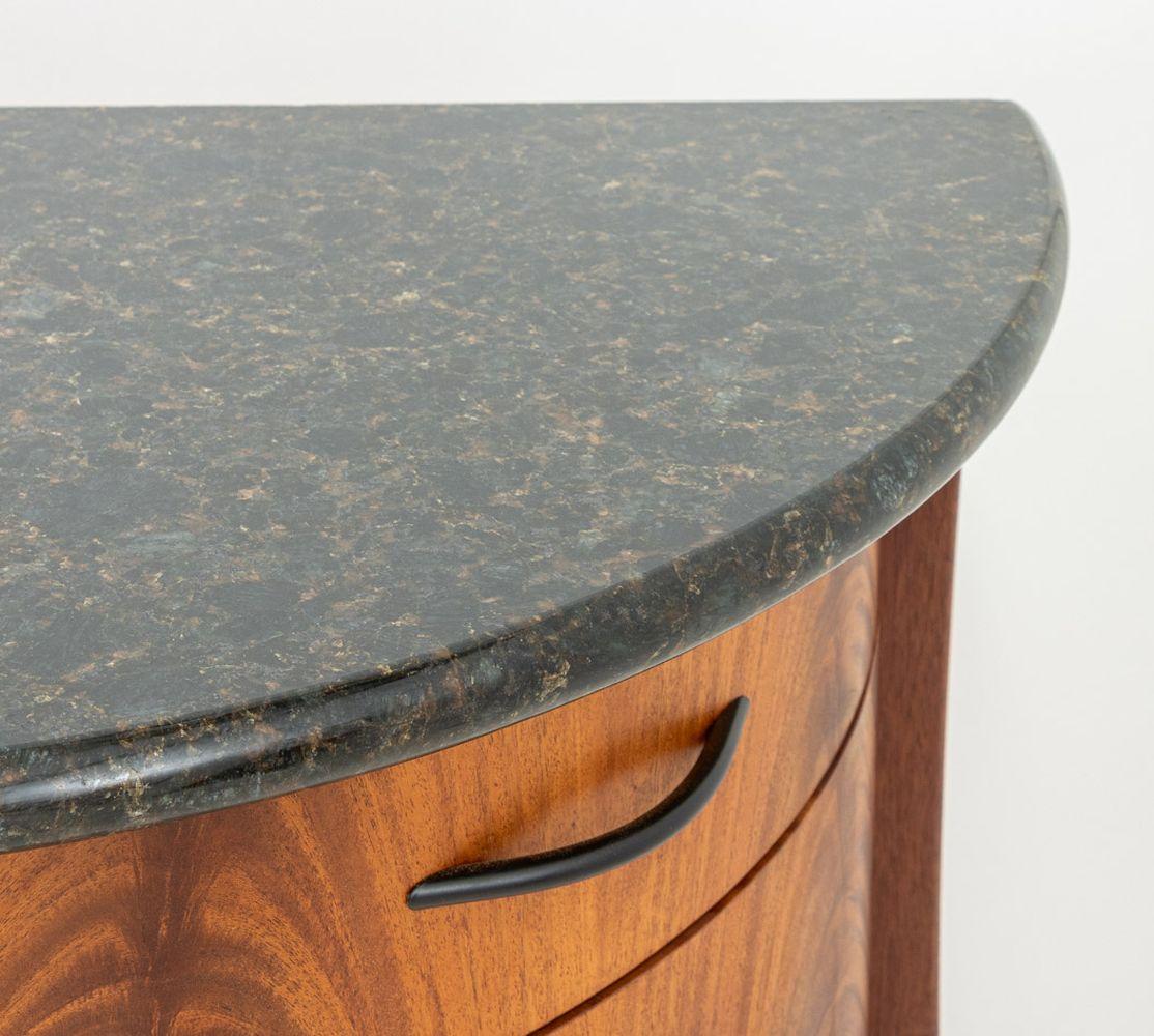 Green Serpentine & Flame Birch Demilune Sideboard For Sale 1
