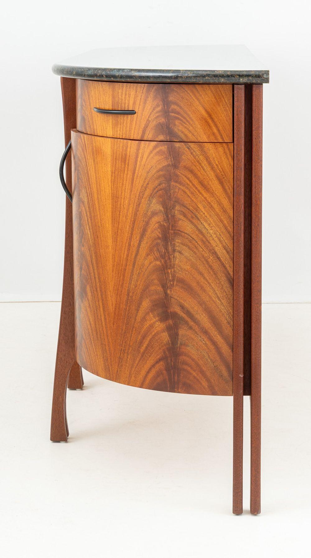 Green Serpentine & Flame Birch Demilune Sideboard For Sale 2
