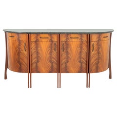 Green Serpentine & Flame Birch Demilune Sideboard