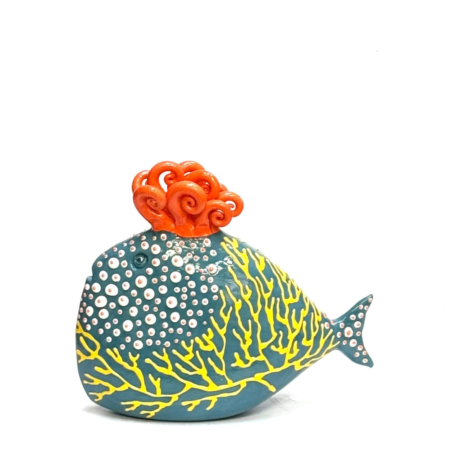 Conjunto verde de peces únicos hechos a mano en Italia, de cerámica y esmaltes. Moderno en venta