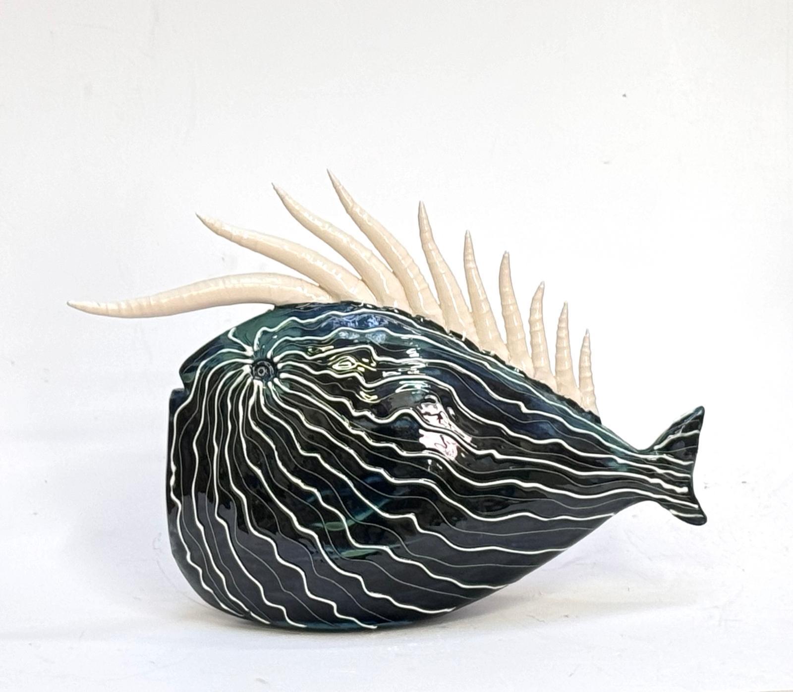 Conjunto verde de peces únicos hechos a mano en Italia, de cerámica y esmaltes. Hecho a mano en venta