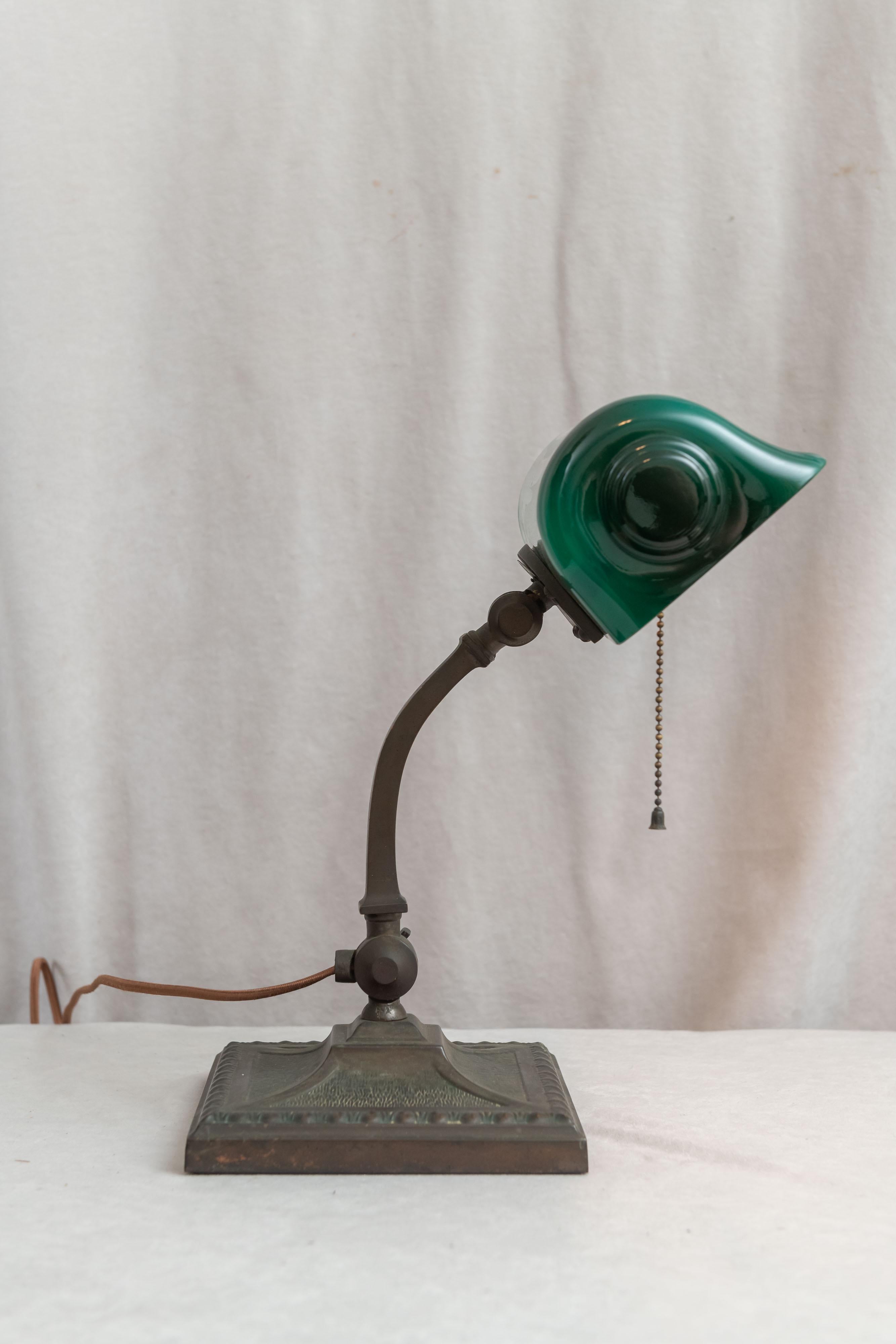 American Green Shade Banker's Desk Lamp by Verdelite, ca. 1918