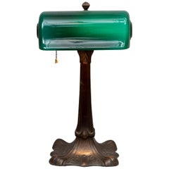 Green Shade Banker's Desk Lamp signed ''Verdelite", circa 1917
