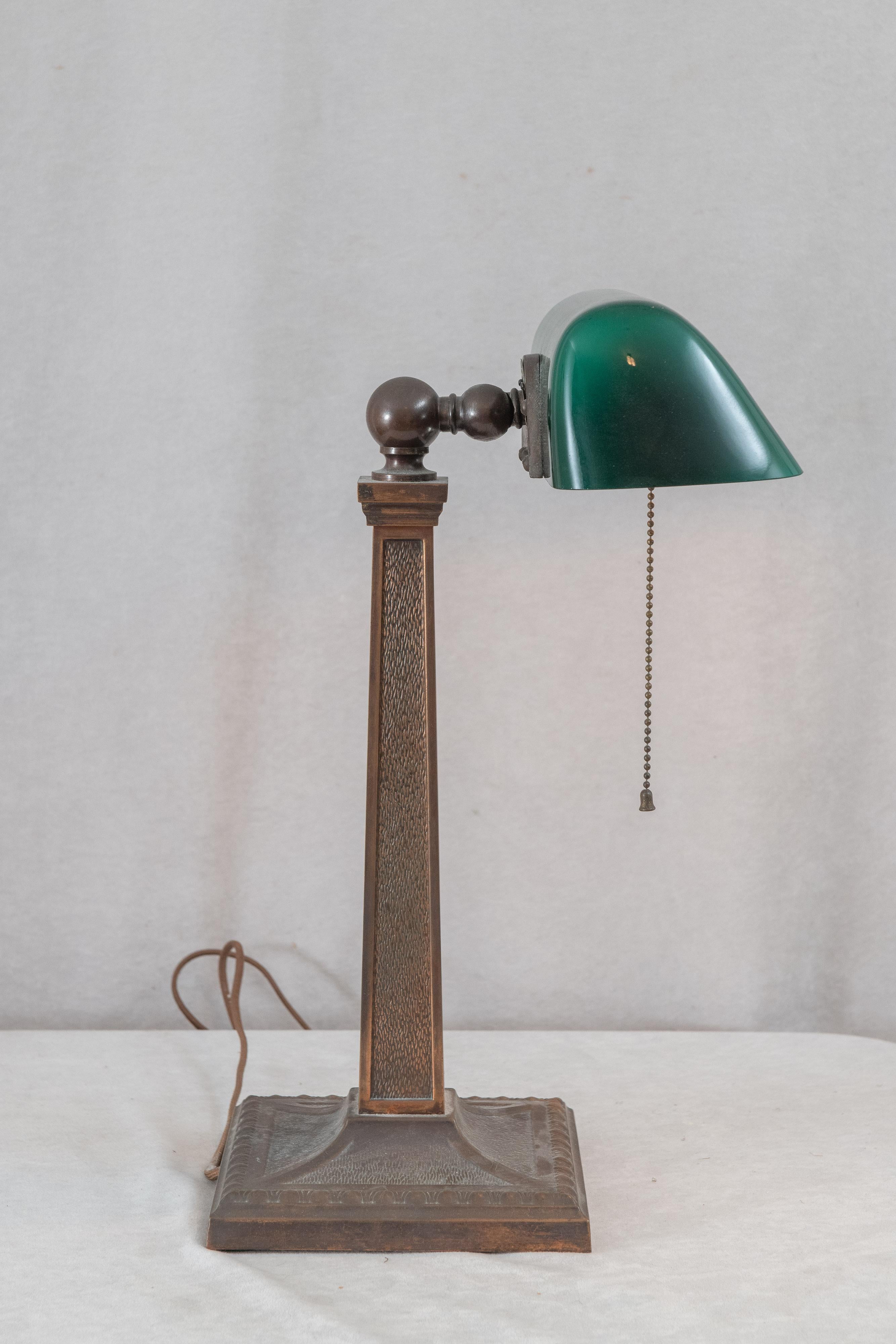 American Green Shade Banker's Lamp by Amronlite, ca. 1915, All Original
