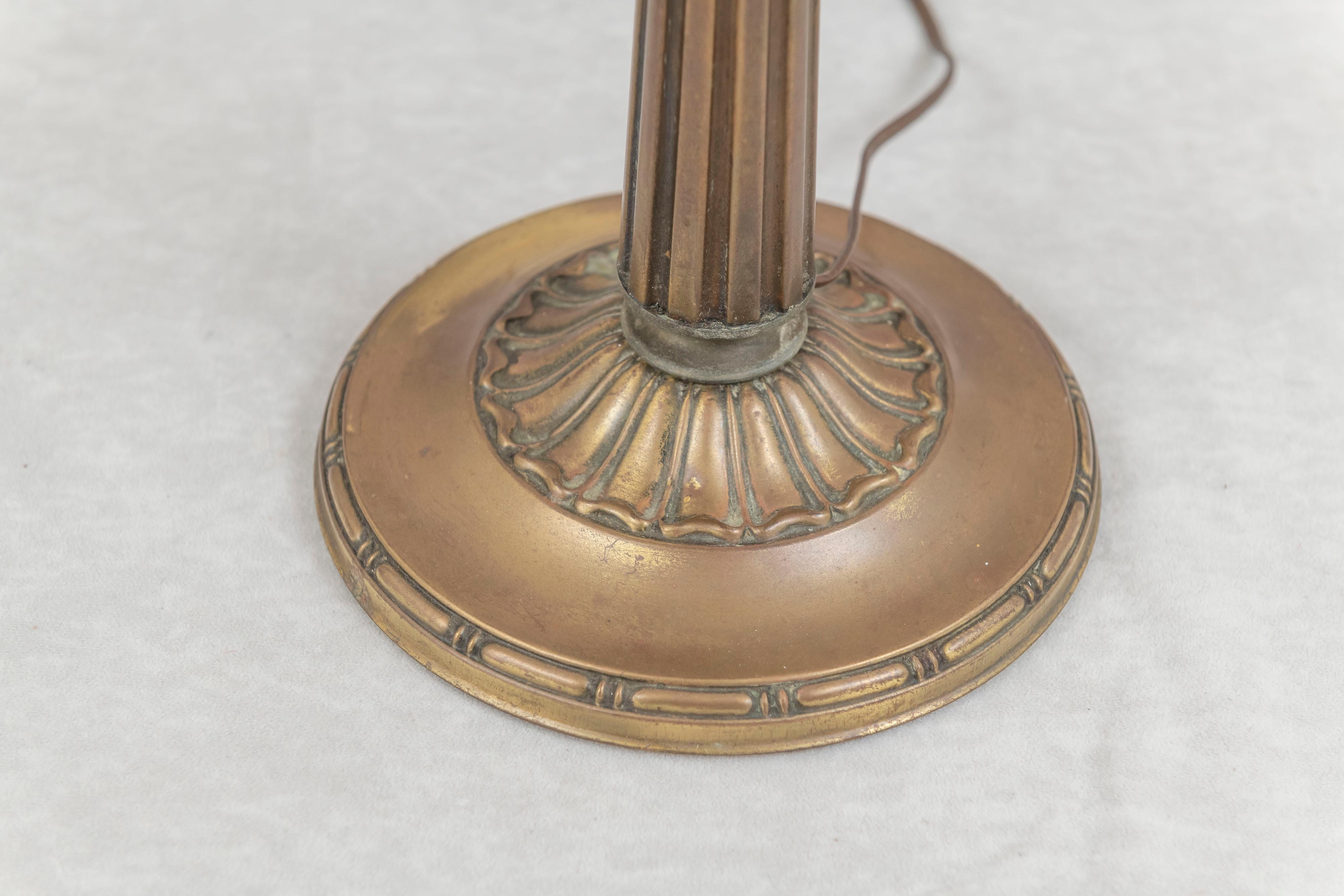 Brass Green Shade Banker's Lamp, Emeralite, ca. 1917